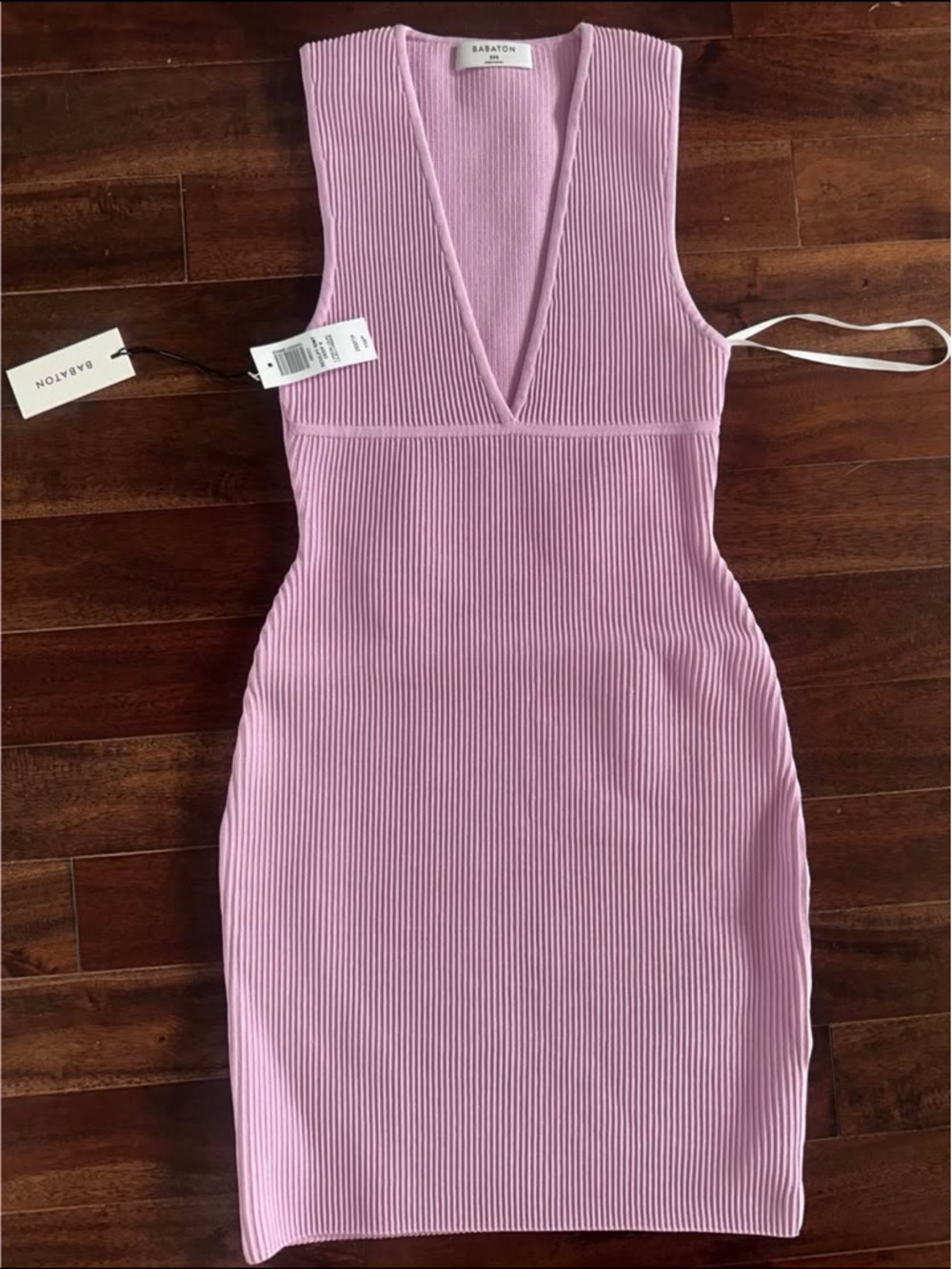 Babaton Dusty Pink Ribbed Tank Dress